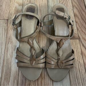 Clarks Cork Wedges Leather Sandal- Size 9-1/2M